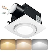 Dcfairfan Bathroom Exhaust Fan with Light 88CFM 1.0 Sone, Quiet 28W Bath Shower Fan 3CCT Color LE...