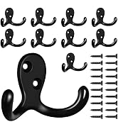 CBWLWJ 10 Pack Coat Hooks Wall Hooks for Hanging, Heavy Duty Double Prong Metal Hook Wall Mounted...