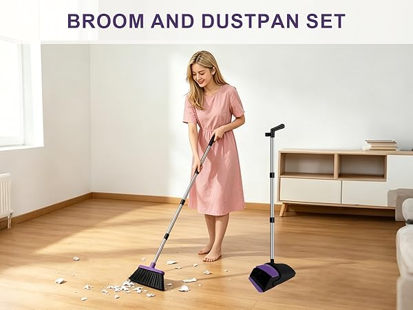 Purple Broom and Dustpan Set