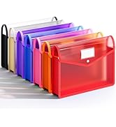 XingDuing 7 Pack Plastic Expanding File Folder, Transparent envelopes with Snap Closure, Fit Lega...