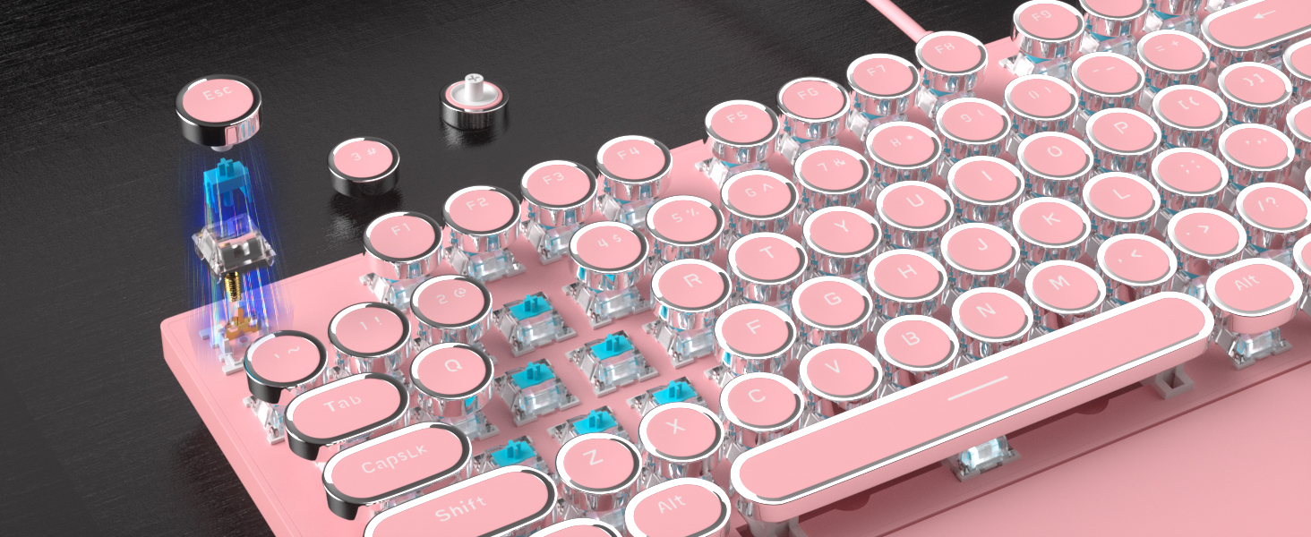 Typewriter Style Mechanical Black Keyboard