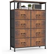 DUMOS Fabric Dresser for Bedroom with 8 Drawers, Tall 8-Drawer Chest of Drawers with Raised Shelf...