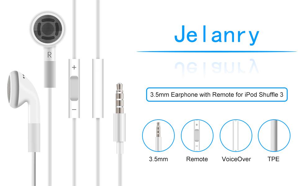 3.5mm Earphone Earbuds Headphones with Remote for Shuffle 2 3 4 5 6 Touch 2G 3G 4G 5G Classic nano 6