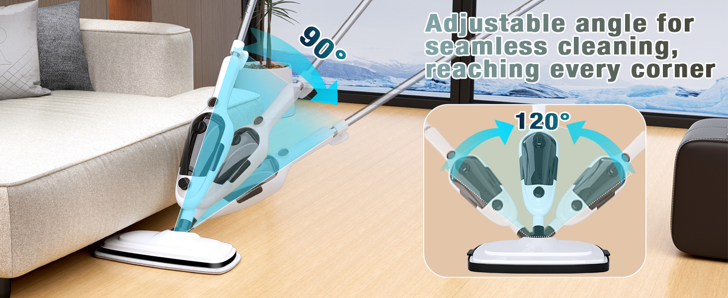 Floor Steam Cleaner – Adjustable Angle for Effortless, Seamless Cleaning That Reaches Every Corner