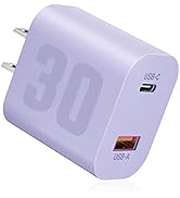 USB C Charger Purple Dual Port Phone Charger, Lemi 30w Power Type C Fast Charging GaN Block 2 in ...