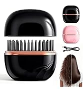 Mini Hair Straightener Brush, Rechargeable Wireless Portable Hair Straightener Brush Comb, 3-Spee...