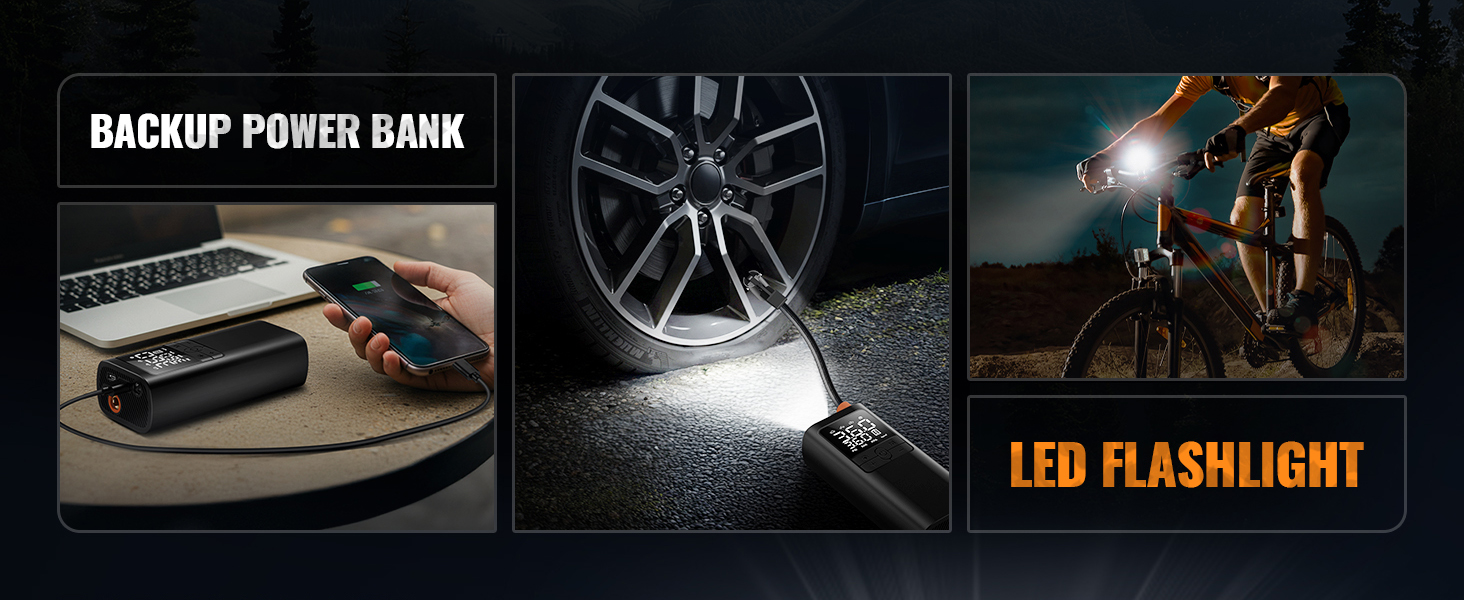 tire pump for car portable tire pressure gauge with inflator