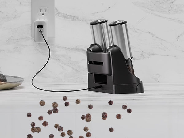 Electric Rechargeable Salt and Pepper Grinder Set