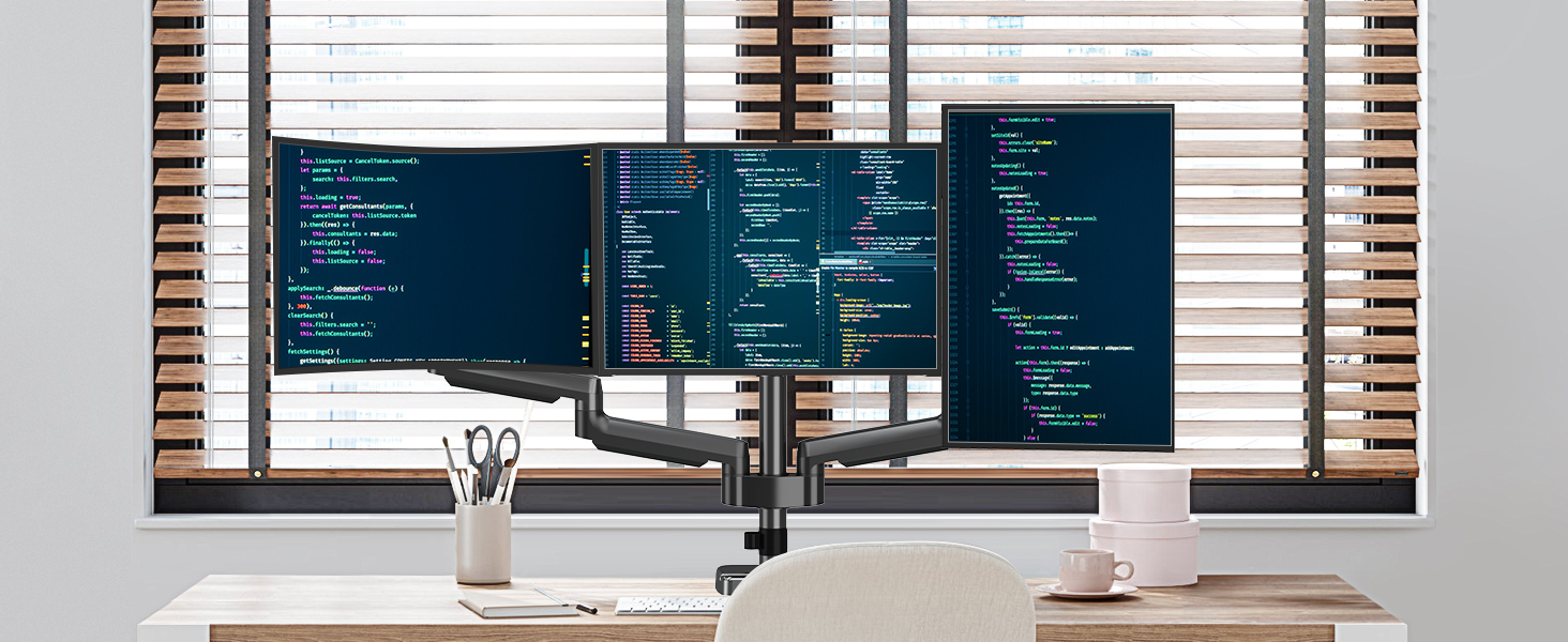 three monitor desk mount finance