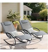mansion home Outdoor Lounge Chair with Pillow, Pool Chaise Lounge Chair Set of 2, Grayish Blue