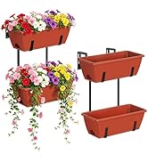 Railing Planter Box 4 Pack Window Boxes Planters 16.9 Inch Rectangular Planter with Adjustable Br...