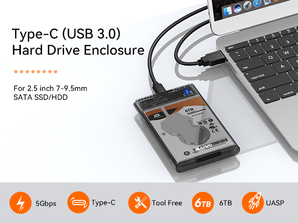 Usb 3.0 C to 2.5 inch 2.5” sata hdd ssd external hard drive disk enclosure docking station