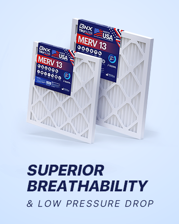 low pressure drop and superior breathability MERV 13, MERV 11, MERV 8