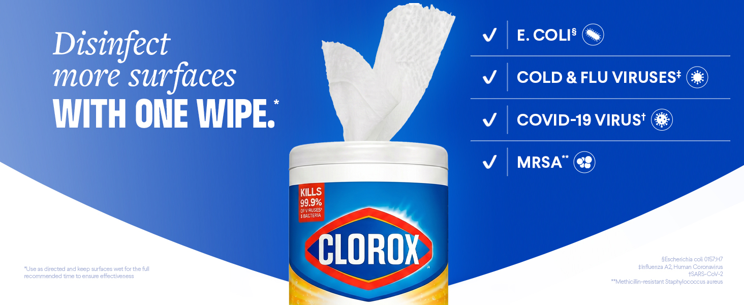 Disinfects more surfaces