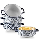 Cerkik Soup Bowls with Handles - 24oz Ceramic French Onion Soup Crocks Serving Bowls for Pasta Ce...