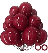 110pcs Burgundy Red Balloon 12 Inch, Burgundy Red Latex Balloons for Birthday Party Baby Shower W...