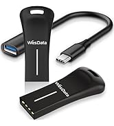 WesData 2-Pack 64GB Small USB Flash Drives with 1 USB-C Adapter Cable, Zinc Alloy Metal Shell, Th...