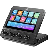 Stream Control Deck 10 Programmable Macro Keyboard 4 Knob Stream Controller 0-60° Adjustable LCD ...