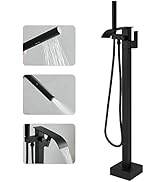 RUMOSE Tub Filler Freestanding Bathtub Faucet Matte Black Floor Mount Tub Faucet Waterfall Free S...