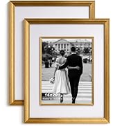 Yaetm 16x20 Gold Picture Frame with Decorative Inner Frame &amp; Tempered Glass, Display 11x14 Photos...