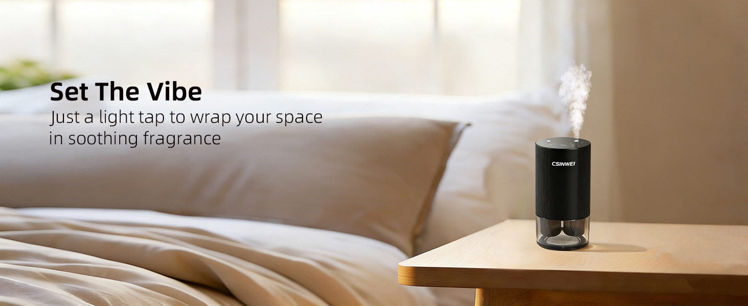 waterless essential oil diffuser scent aromatherapy car room hotel bedroom mini cordless portable