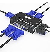 MT-VIKI KVM Switch VGA, 4 Port KVM Switch for 4 Computers Share One Monitor Keyboard Mouse Printe...