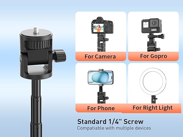 phone tripod with 1/4 inche mount compatible with most devices