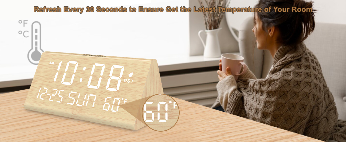 digital clock with temperature thermometer