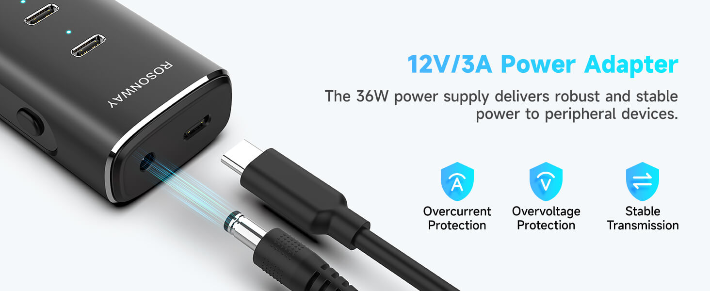 powered usb hub with 36w power adapter