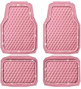 CAR PASS Bling Diamond Rubber Car Mats, Heavy Duty Deep Dish All-Weather Floor Mat Full Set Anti-...