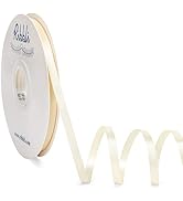 Ribbli Ivory Satin Ribbon,Double Faced Satin 1/4 inch x Continuous 50 Yards,Ivory Ribbon Use for ...