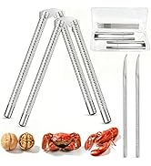 Aruosut Nut Cracker 2Pcs and 4 Picks Set, Stainless Steel Nutcracker Tool for Walnut and Seafood ...