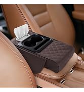 Cxprctpu 5-in-1 Car Armrest Cushion, Multifunctional Faux Leather Center Console Armrest Pillow E...