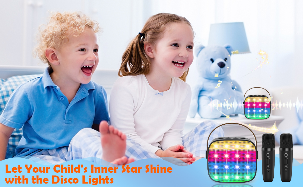 All-in-One Kids Karaoke Machine: Bluetooth Speaker, 2 Wireless Mics
