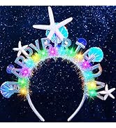 DRESBE Light Up Starfish Birthday Headband LED Shell Headbands Glow Party Hair Accessories for Women
