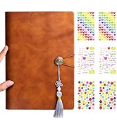 DIY Photo Album, 60-Page Brown Leather Ring Binder Scrapbook with Black Pages, Holds 180 3-Inch P...