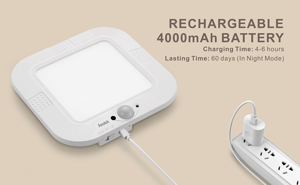 Rechargeable motion sensor ceiling light