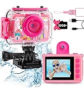 GKTZ Kids Waterproof Camera - 180 Rotatable 1080P HD Children Digital Action Camera Underwater Ca...