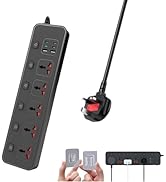 UK Plug Power Strip with Individual Swtich, Jumpso 6ft Universal Extension Cord with 5 Outlets an...