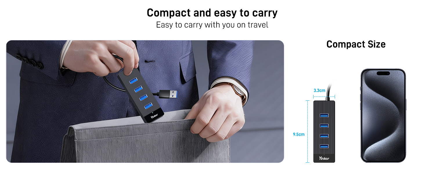 4 Port USB 3.0 Hub 10FT Long Cable