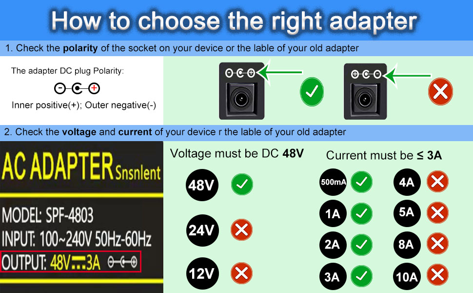 Instructions for Use the 48v adapter