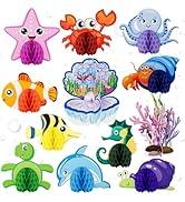 12 Pcs Under The Sea Party Decorations, Sea Animals Honeycomb Centerpieces Ocean Fish Centerpiece...