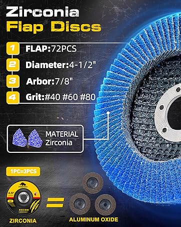 PRETEC 26 Packs Angle Grinder Cutting Flap Grinding Disc Wheel 4 1/2in Inches