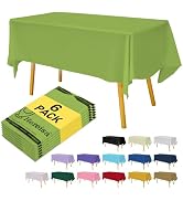 Hereisa Lime Green 6 Pack Plastic Table Cloth 54" x 108", Disposable Tablecloths Rectangle Table ...