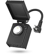 BN-LINK 24 Hour Heavy Duty Mechanical Timer, Outdoor Timer Outlet Waterproof with 30 Minutes Inte...