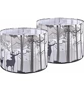 GO&amp;SO Drum Lamp Shades Set of 2 Medium Gray Animal Deer Lamp Shade for Table Lamps -13" Top x 13"...