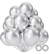 110pcs Metallic silver Balloons, Metallic silver Latex Balloons 12 inch, silver Balloon for Birth...