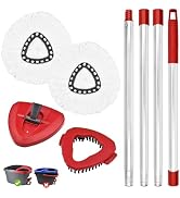 Aruihm Spin Mop Replacement Handle, 2 Pack Mop Head&amp;Base Scrub Brush 4-Section 30-to-58 inch Mop ...