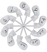 10 Pcs Iron Covers for Golf Clubs, Premium PU Leather Golf Iron Covers with Embroidered Big Numbe...