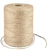 G2PLUS Natural Jute Twine, 1.5mm Thin Hemp Twine, 984 Feet Brown Twine String for Crafts, 2 Ply J...
